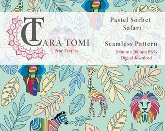 Pastel Sorbet Safari Seamless Pattern