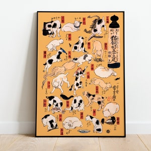 Cute Cat Art Print Vintage Japanese Woodblock Poster High Resolution Digital Download Ukiyo-e Cats Lover Gift Utagawa Kuniyoshi