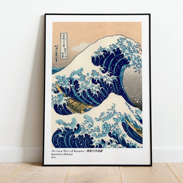 Katsushika Hokusai - The Great Wave off Kanagawa Wall Art Print Download Painting Print Vintage Japanese Poster Antique Home Office Decor