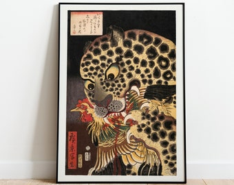 Vintage Japanese Tiger Print Wall Art Housewarming Gift Vintage Home Decor Woodblock Painting Poster Animal Taguchi Tomoki Download Hunting