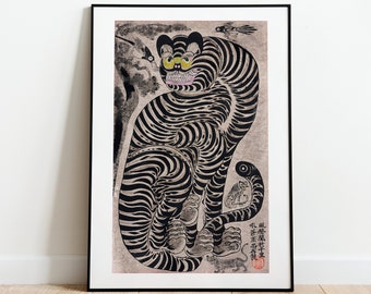 Japanese Tiger - High Resolution Japanese Wall Art Digital Download Painting Print Japanese Poster Wall Art Antique Traditional Room Deco