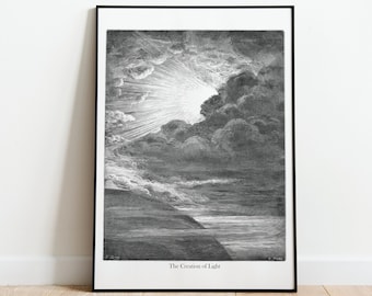 La creazione della luce Gustave Dore Download digitale ad alta risoluzione Antico cristianesimo Libro della Genesi Bibbia Illustrazione Stampa artistica