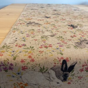 Table runner featuring rabbits and flowers image 2