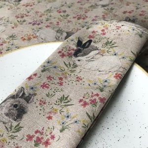 Table runner featuring rabbits and flowers image 5