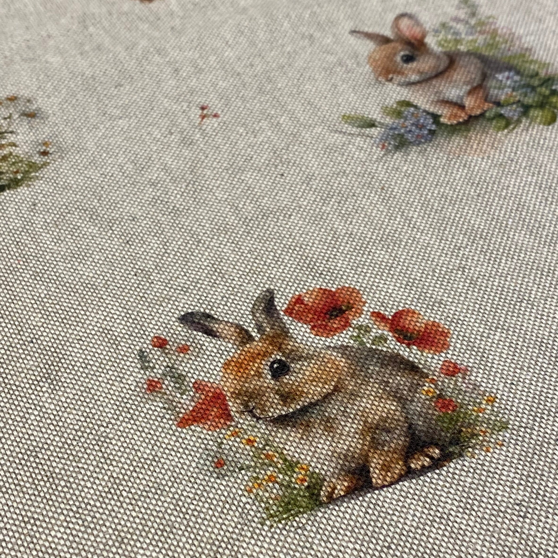 Rabbit Table Runner Featuring Cute Bunnies With Butterflies and Flowers ...
