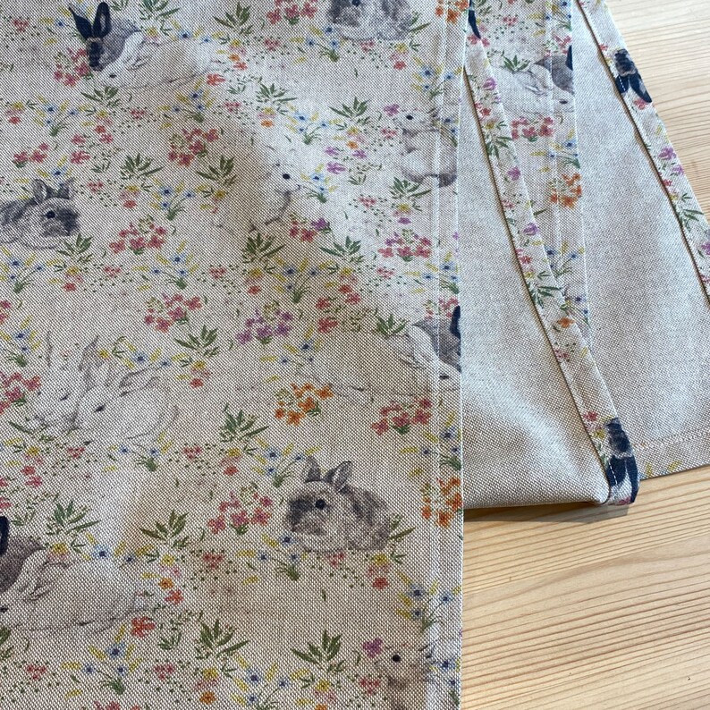Table runner featuring rabbits and flowers image 4
