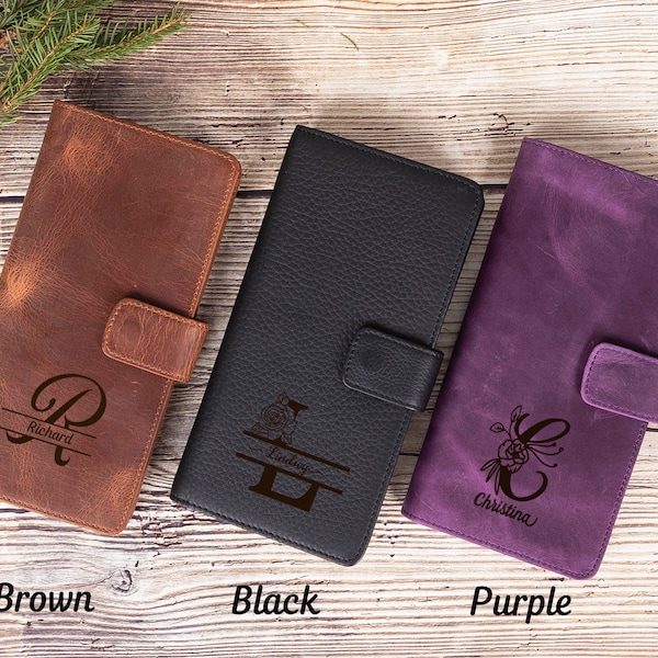 Personalized Women's Wallet Phone Holder, Leather iPhone Wallet up to 6.9" Phones, Leather Clutch with Cardholder, iPhone Purse Wallet