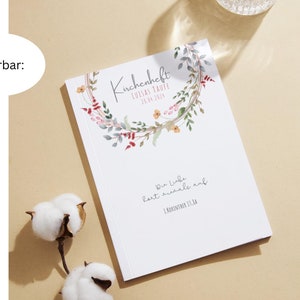 Folleto de la iglesia pdf cancionero con corona de flores servicio de bautismo niña niño | adecuado para vela de bautismo | Florido