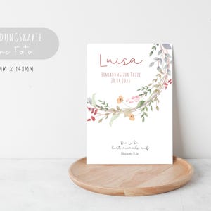 Einladungskarten Taufe / Kommunion / Konfirmation Blumenkranz Dankeskarten