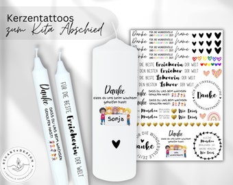 Tatuaje de vela pdf regalo de maestra de jardín de infantes despedida niñera | Partera | Regalo de despedida personalizable