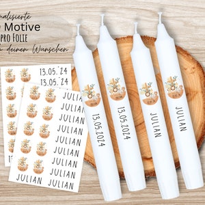 Kerzentattoos Taufe Gastgeschenk Arche Noah, Blumenkrank, Regenbogen, DIN A6 Folie