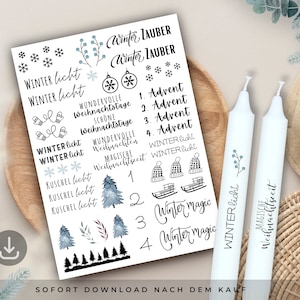 Kerzentattoo pdf Weihnachten Deko Winter Geschenk Advent Kerzen Deko Schneeflocken Weihnachtszeit