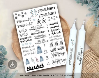 Candle tattoo pdf Christmas decoration winter gift Advent candles decoration snowflakes Christmas time