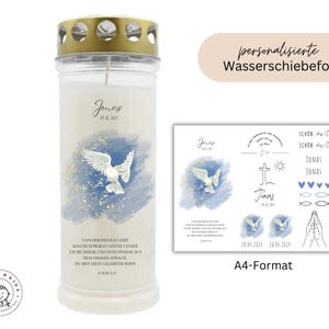 Trauer Kerze Kerzenfolie Grablicht Wasserschiebefolie, Grabkerze personalisiert, Grabdeko, Trauergeschenk, Erinnerung, eigene Foto