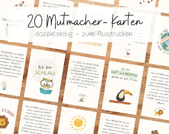 20 Affirmationskarten Kinder PDF | Mutmachkarten Kinder | Selbstliebe | Ermutigungskarten Kinder | DIN A6