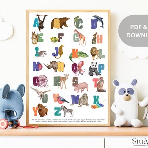 ABC Poster Alphabet I Tieralphabet I Buchstaben Kinderzimmer, Kindergarten, für Schulkind 2023, Vorschulkind, Montessori, genderneutral PDF