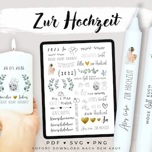 Hochzeit 2024 kerzentattoos pdf personalisiert, Hochzeitsgeschenk, DIY Gastgeschenk, plotterdatei
