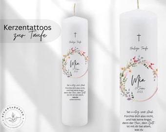 Candle tattoos baptism girl boy baptism candle | Communion candle | Eucalyptus | flowers | lavender