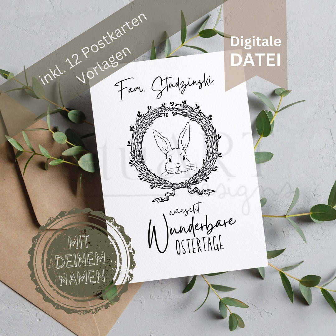 Ostern Postkarte Vorlage Osterkarten Zum Ausdrucken - Etsy
