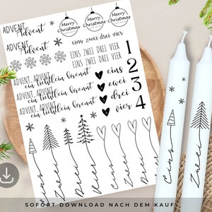 Kerzentattoo pdf Weihnachten Deko Adventskranz Weihnachtsgeschenk Advent Kerzen Deko