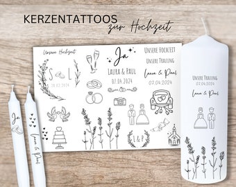 Folie voor trouwkaars zwart en wit | Gepersonaliseerde feestartikelen | Kaars tattoo bruiloftskaars maken | Kaarsstickers | A4