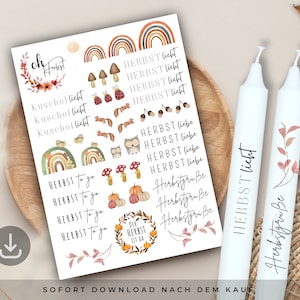 Autumn candle tattoo template PDF boho candle design | Autumn light | Autumn love | Autumn greetings | Rainbow