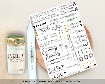 Candle tattoo mourning candle pdf, waterslide film, grave candle remembrance, memorial light, cross, heart