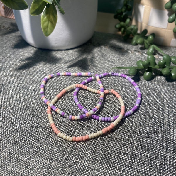 lavender peach ~ (set of 3) seed bead bracelets