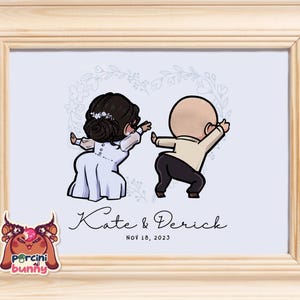 Custom Booty Shake Chibi Portrait – Funny Couple Drawing from Photo, Anniversary Gift, Wedding Keepsake, Cute Newlywed Cartoon, Personalized