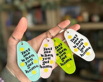 Text Me When You Get Home | Vintage Keychain | Hotel Keychain | Motel Keychain | Retro Keychain | Cute Keychain | Groovy Keychain | Key Tag