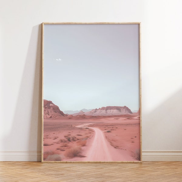 California Desert Wall Art, Bohemian Wall Decor, Southwestern Print, Arizona Desert Printable Wall Art, Blush Pink Print, Desert Landscape