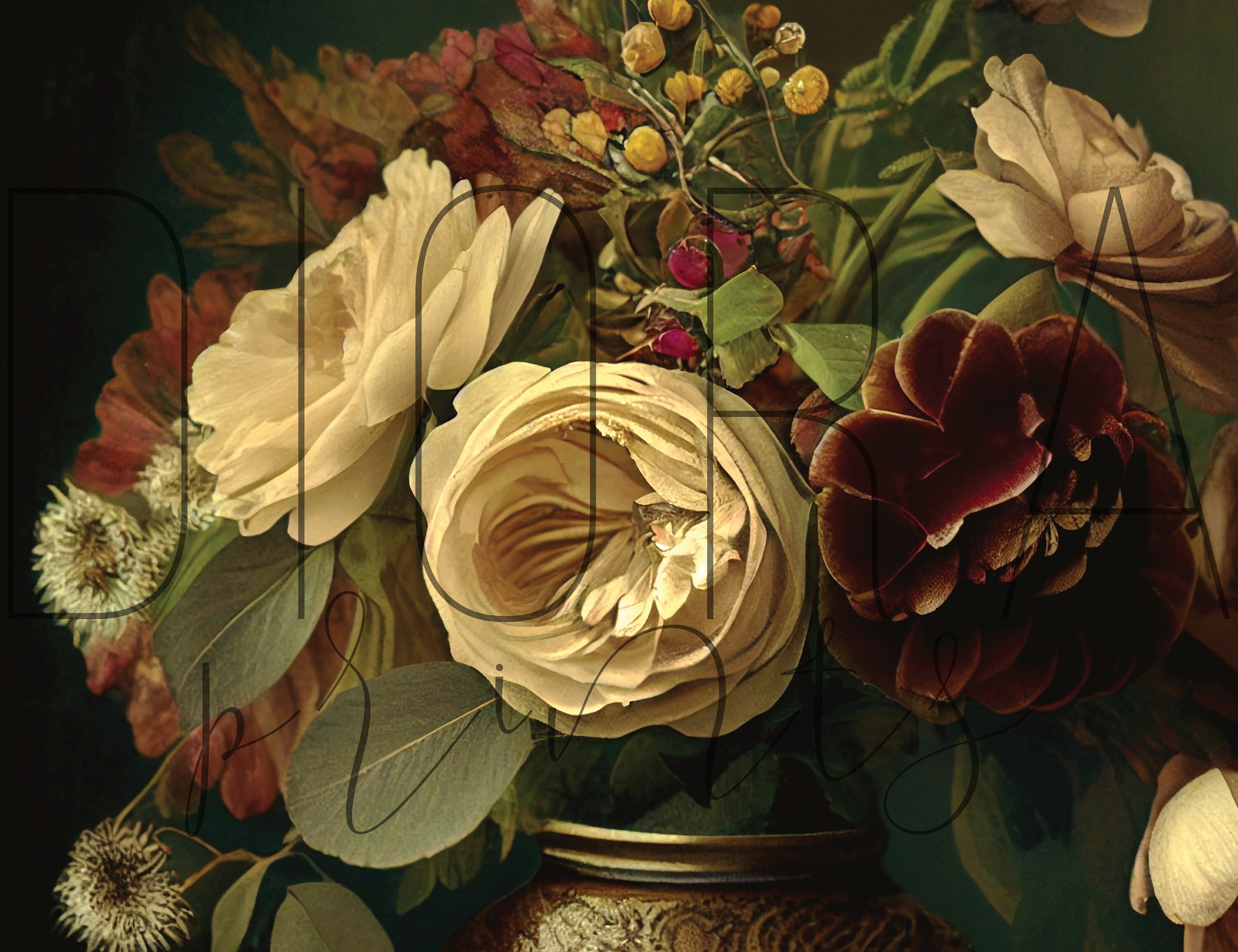 Moody Flower Print Printable Wall Art Vintage Floral Etsy