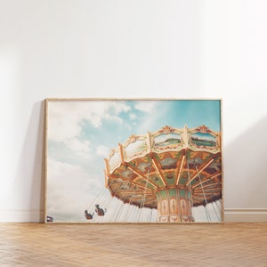 Karneval druckbare Wandkunst, Vergnügungspark Kunstdruck, Schaukel Kunstdruck, Kinderzimmer Wanddekor, Kinderzimmer blaue Wandkunst, Rummelplatz Kunstdruck