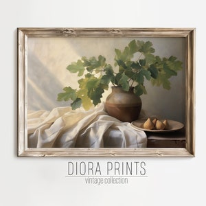 Fig Tree Still Life Painting, Vintage Kitchen Print, Botanical Wall Art, Farmhouse Dining Room Decor, Bar Cart Prints, Fig Painting