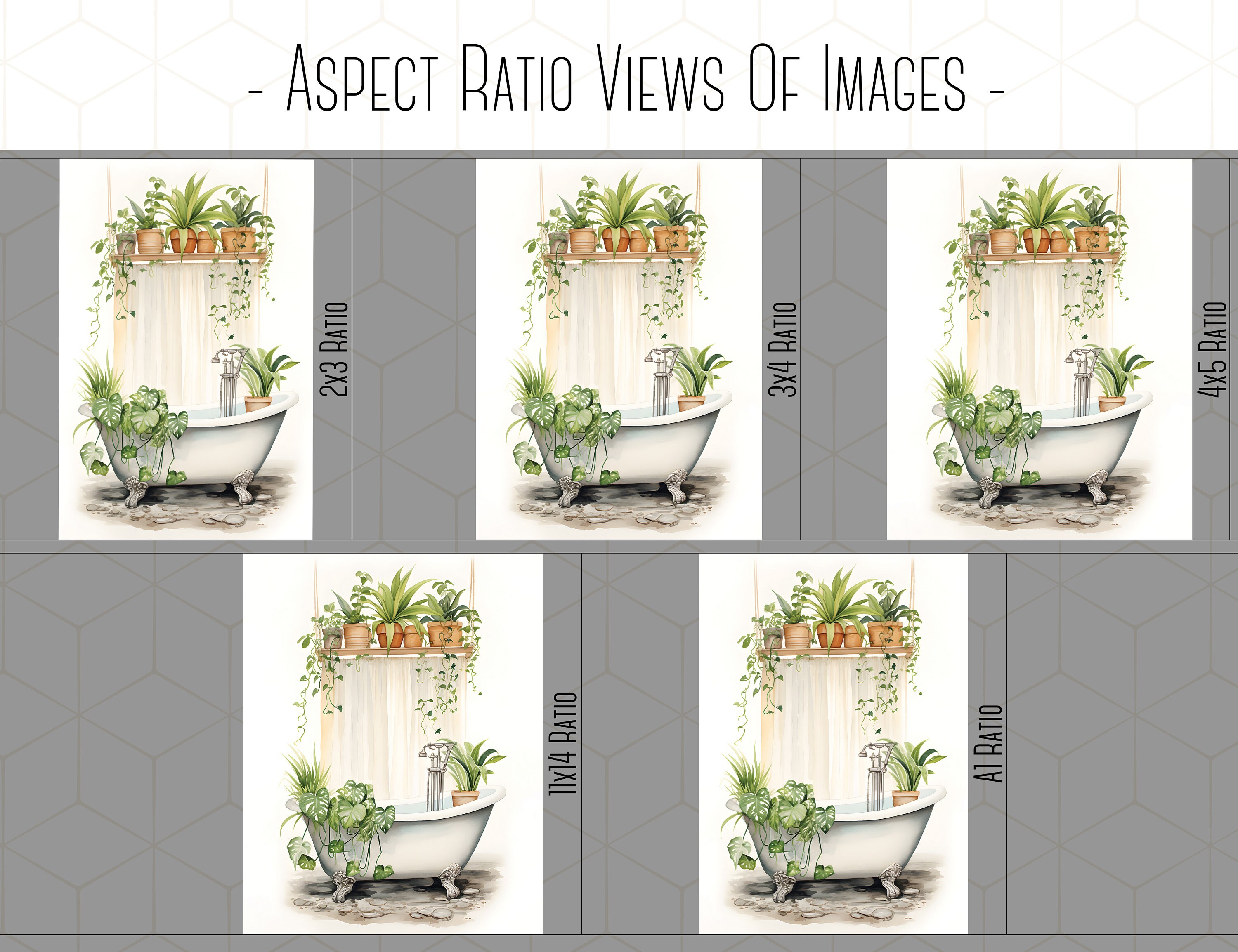 Botanical Bathtub Print Hanging Plants Above Bathtub Print Etsy