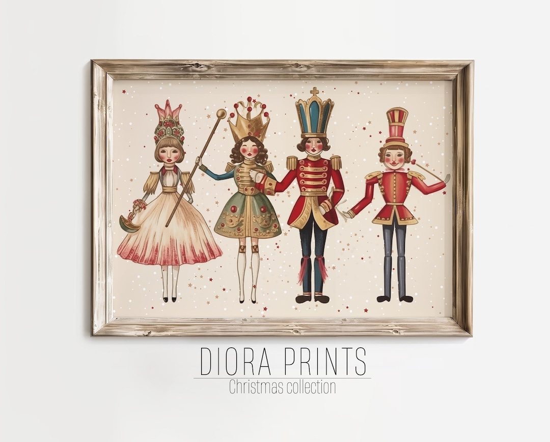 Nutcracker Print Pink Nutcracker Poster for Christmas Decor, Pastel