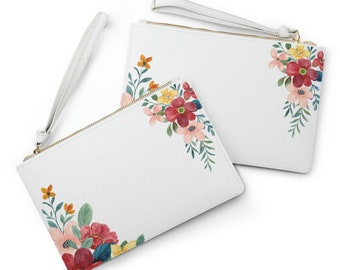 Watercolor Flower Clutch Bag