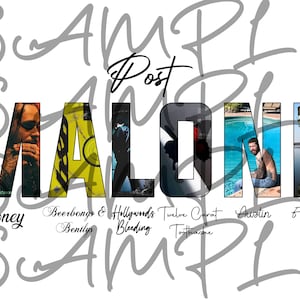 May include: A collage of album covers for Post Malone's albums, including "Stoney", "Beerbongs & Bentleys", "Hollywood's Bleeding", "Twelve Carat Toothache", "Austin", and "F-Trillion".