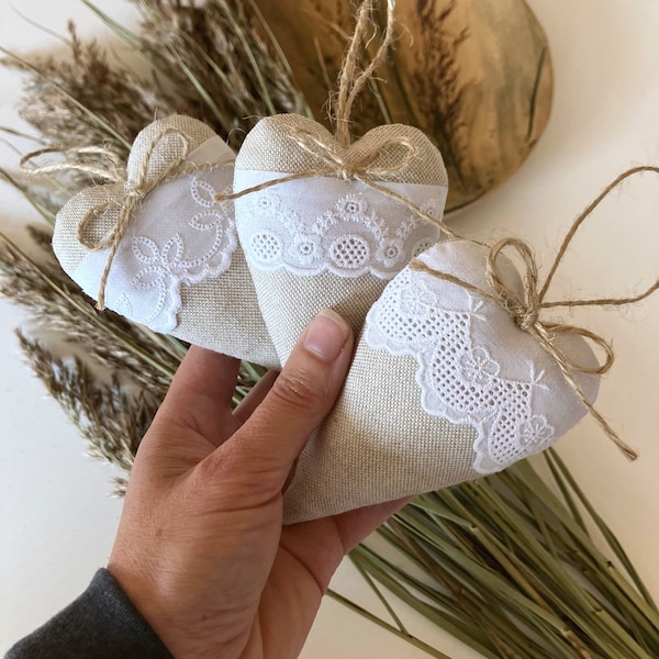 Decorative fabric hanging heart with lace