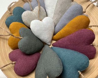 Linen fabric hanging hearts