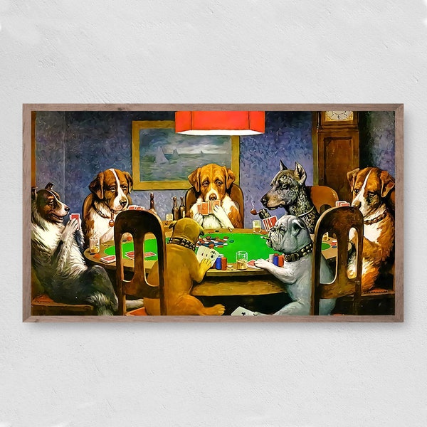 Samsung Frame TV Art dogs playing poker Instant Download, Spring, Frame TV Art, Samsung Art TV, Digital Download