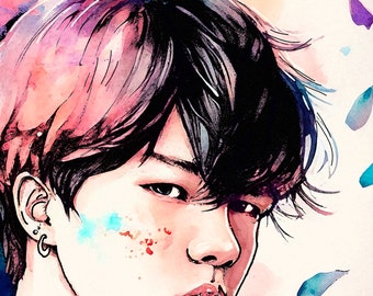 Jimin BTS Digital Illustration - BTS Pop Art Portrait - High-Quality Print Perfect for K-Pop Fans and Home Decor