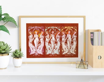 Twice Art Nouveau Digital Print | Alphonse Mucha inspired | Cute, Digital Art | All 9 Members Included