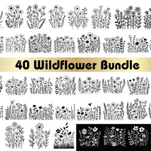 Wildflower SVG, Wildflower vector, Wildflower bundle svg,Wildflower bundle,Floral svg,Botanical svg,Minimalist flower svg,Wildflower designs