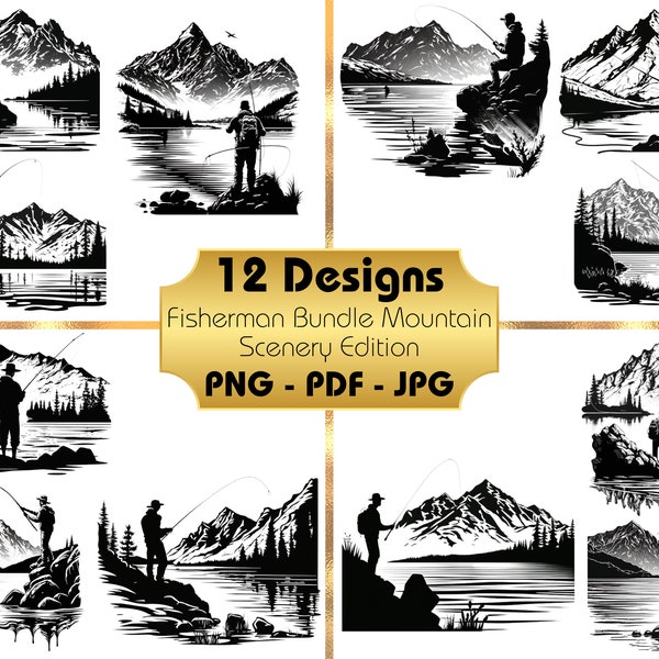 Fisherman PNG, Fishing png, Fishing clipart, Fishing clipart Png, Fishing png Bundle, png fishing, Man fishing, Black and white png, Fishing