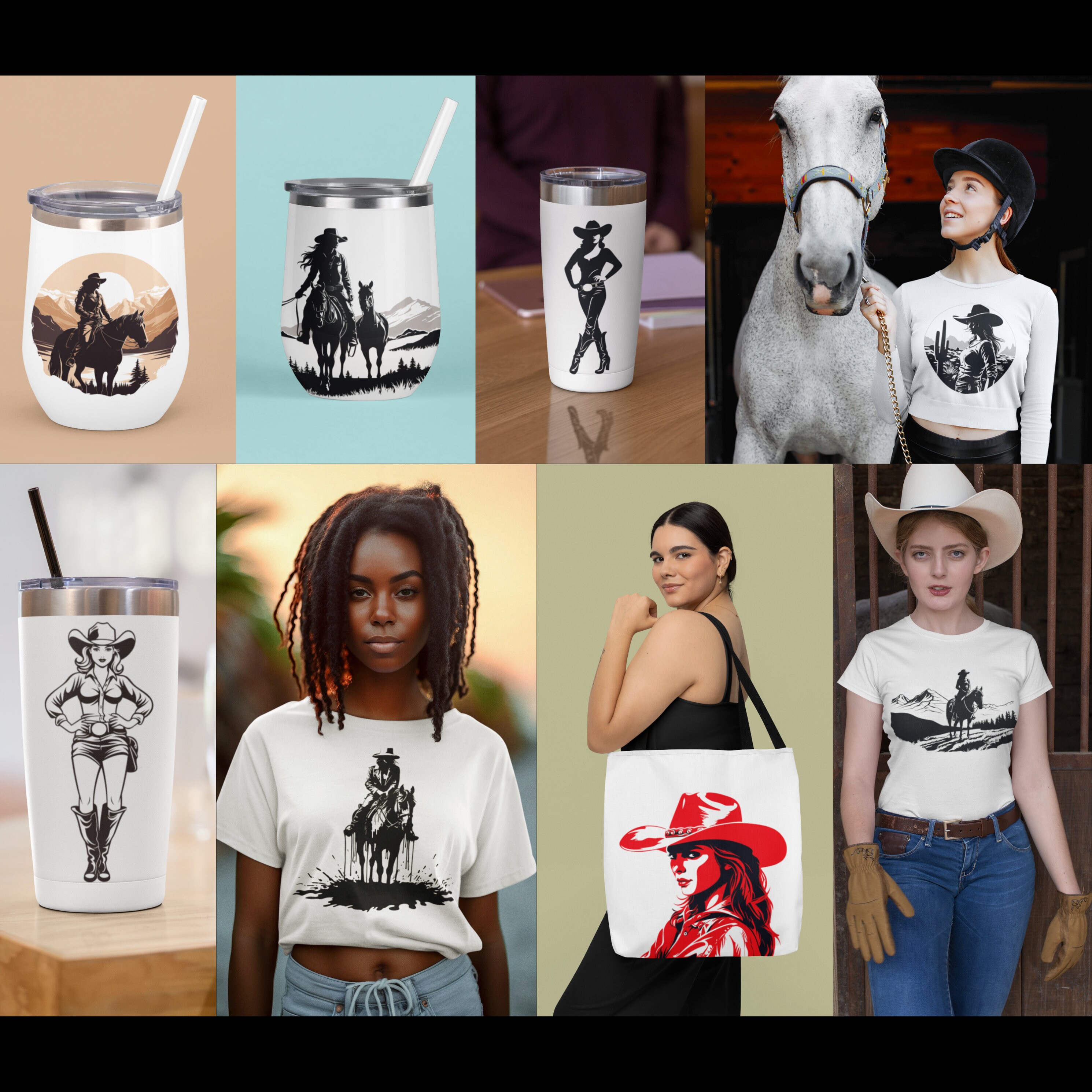 Cowgirl SVG, Cowgirl Svg Bundle, Cowgirl Silhouette, Horse Svg, Horse