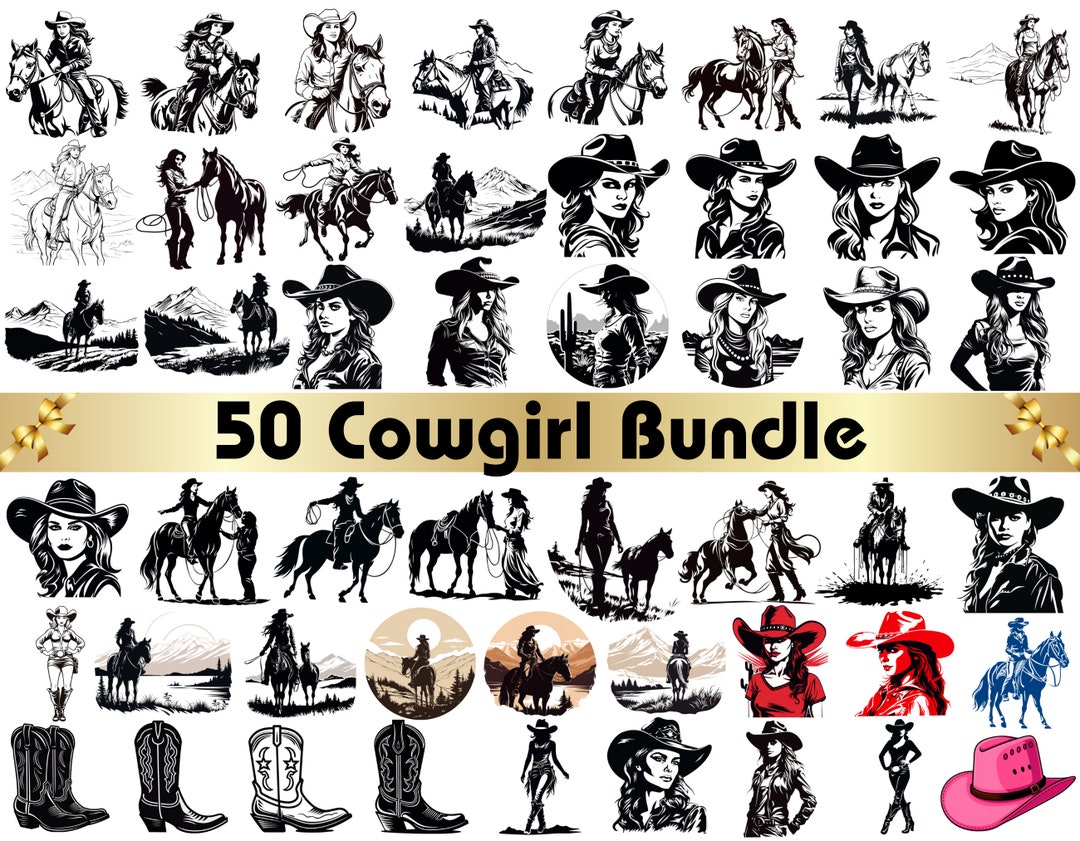Cowgirl SVG, Cowgirl Svg Bundle, Cowgirl Silhouette, Horse Svg, Horse