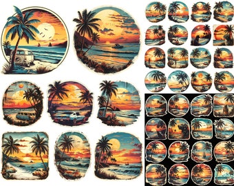 Retro Sunset PNG,Beach png,Retro sunset design,Sunset png,Retro png,Retro bundle png,Sunset clipart,Retro beach png,Vintage png,Retro Sunset