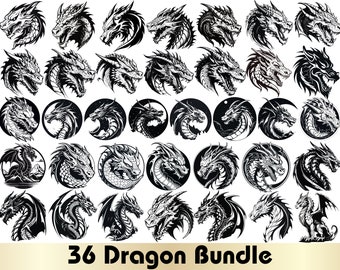 Dragon SVG, Dragon Head svg, Dragon vector, Dragon cut file, Dragon silhouette, Dragon svg bundle, Dragon svg files, Mystical svg,Dragon PNG