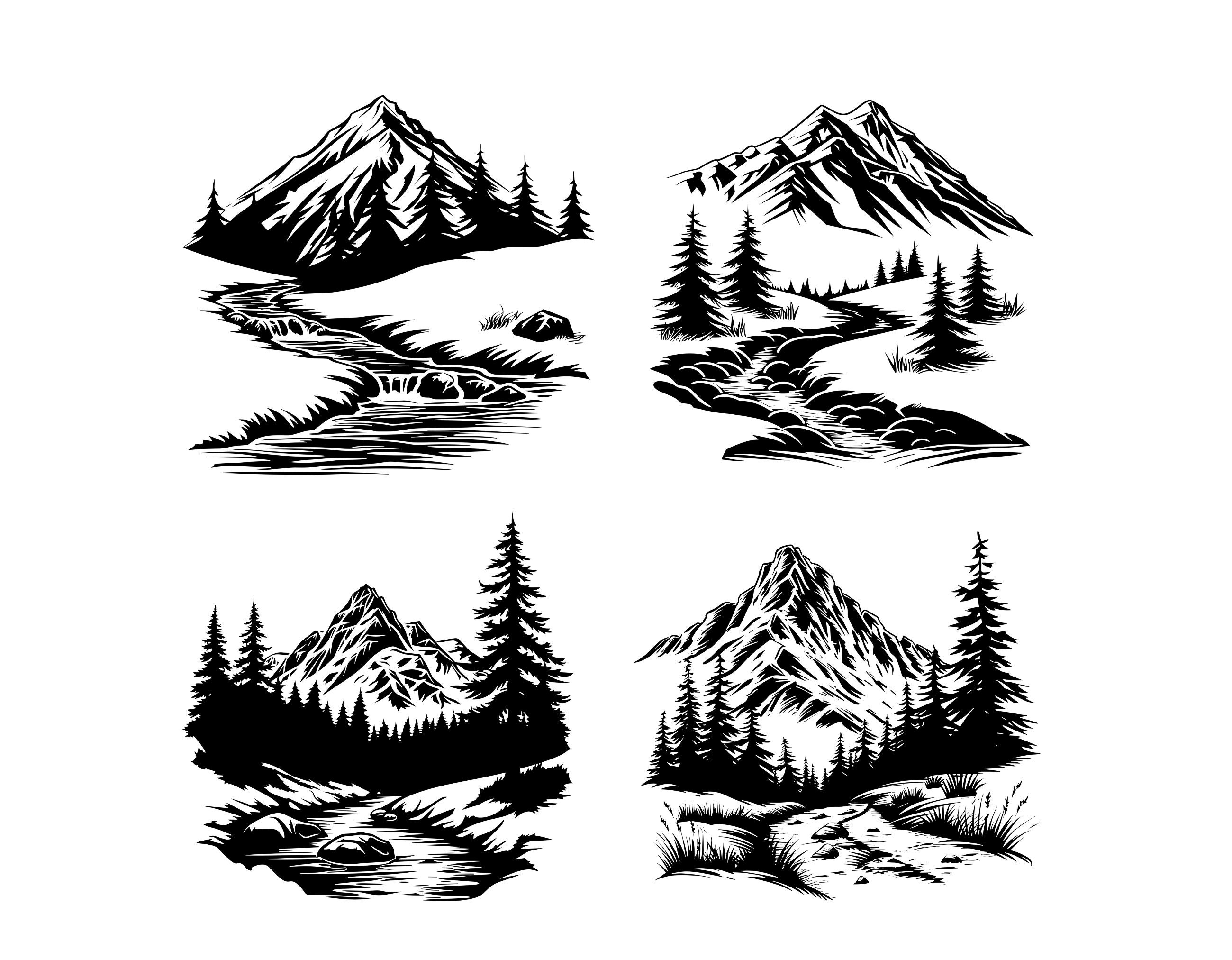 Mountains Svg, Mountain Range Svg, Mountain Svg Bundle, SVG Files for ...